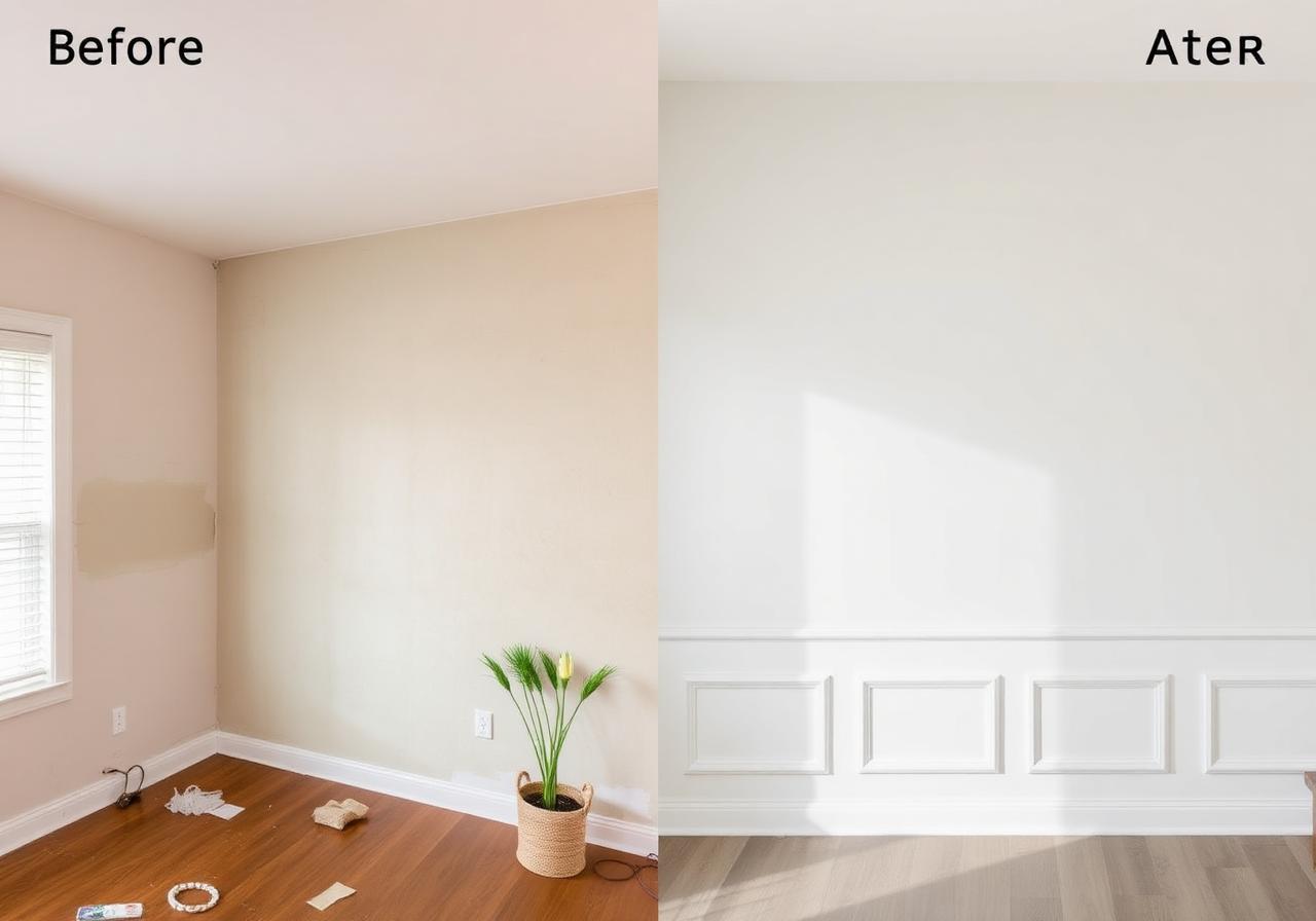 Before and after interior paint